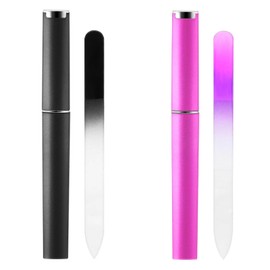 2 Pcs Glass Nail Files with Case, Glass Nail File, Professional Crystal Nail File, Manicure Pedicure Tool Glass Nail Files for Natural Nails for Women Christmas Stocking Stuffers Gifts