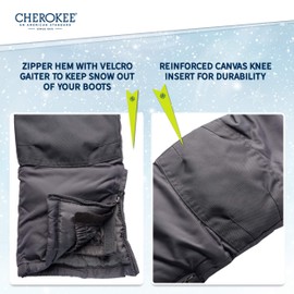 Cherokee Kids’ Snow Bib – Boys and Girls Insulated Ski Pants Overalls (4-18), Size 16-18, Grey