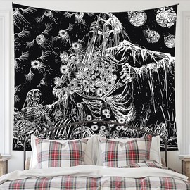 Room Decor Skeleton & Flower Print Tapestry, 1 Count Wall Hanging Tapestry Decor, Home Decor, Wall Decor, Wall Art for Home Living Room Bedroom, Home Decor - pattern: skeleton, Size: 73cmx95cm