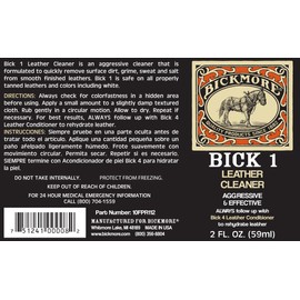 Bickmore Bick 1 Leather Cleaner 2 oz - Clean Dirt, Oil, Sweat, Salt, and Water Stains from all Colored, White, and Black Leather