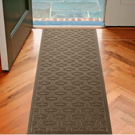Bungalow Flooring Waterhog Runner Door Mat, 2' x 5' Made in USA, Durable and Decorative Floor Covering, Skid Resistant, Indoor/Outdoor, Water-Trapping, Ellipse Collection, Khaki/Camel