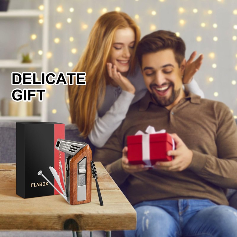 FLABOX 3 in 1 Soft Flame Lighter,Refillable Butane Lighter with