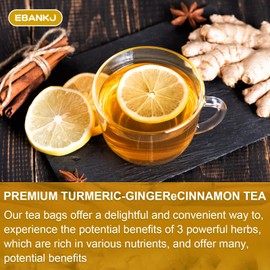 Turmeric cinnamon tea bag, handmade, caffeine free, relieves stress and enhances immunity, sugar free natural drink