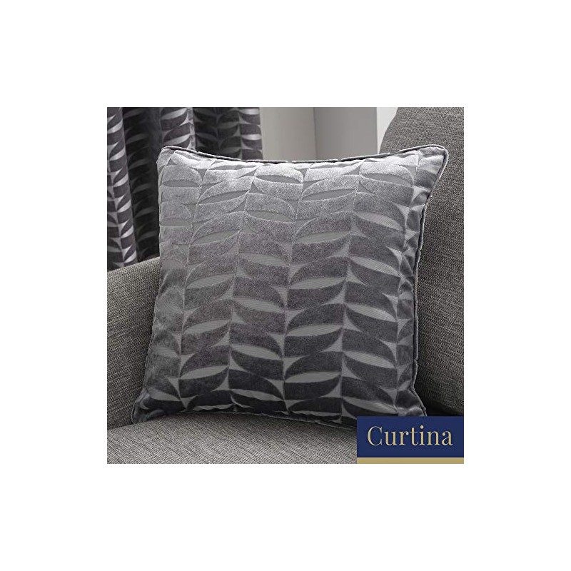 Curtina Kendal-Jacquard Cushion Cover, Polyester, Charcoal, 43x43cm