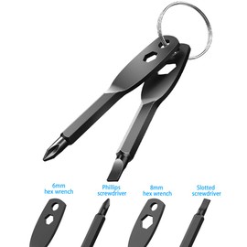 Screwdriver Keyring Set Comprise Flathead Screwdriver and Phillips Screwdriver&Wrench Tool,Portable Keychain Screwdriver Men Keychain Tool Gift (Black)