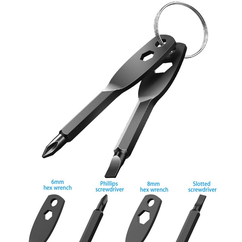 Screwdriver Keyring Set Comprise Flathead Screwdriver and Phillips Screwdriver&Wrench Tool,Portable