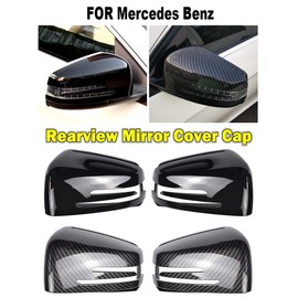 Hacreyatu 1 Pair Side Mirror Cap Covers For Benz W176 W246 W212 W204 C117 X156 X204 W221 C218 A B C E S CLA GLA GLK Class Black Replace (Black)