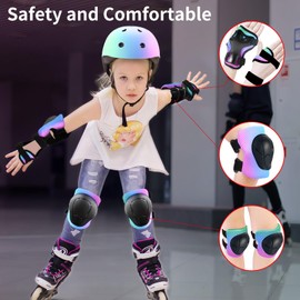 JeeFree Skateboard Pads Kids/Youth/Adult Shield Elbow Pads and Wrist Guards Protective Gear,Strong Double Straps&Adjustable Easy-Fix Clips for Skateboarding,Rollerblading,ScooterRoller,Skating,Bicycle
