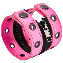 CABODYALS Adjustable Punk Pu Leather Cuff Bracelet Zipper Wide Wristband Alloy Holes Vintage Gothic Imitation Leathers Cord Bracelets Jewelry for Women Men Party Rock Stage Accessories Birthday Gift