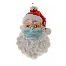 Cody Foster & Co. SANTA IN FACE MASK Pandemic Glass Christmas Ornament by Cody Foster