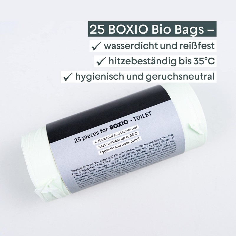 BOXIO - Bags, 25 Bio Bin Liners for Camping Toilet,