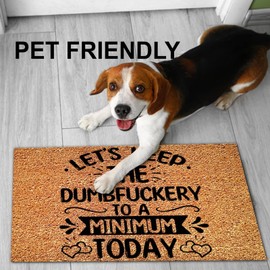 Coir Welcome Doormat Let's Keep The Dumbfuckery to A Minimum Today Entryway Door Mat Front Door Mat Christmas Decorations Non-Slip Backing Entry Mat Holiday Home Decor 24"x36"