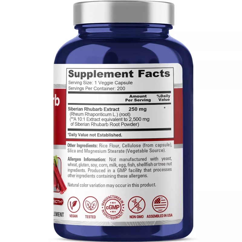 NusaPure Siberian Rhubarb 10:1 Extract 2500mg - 200 Veggie Capsules