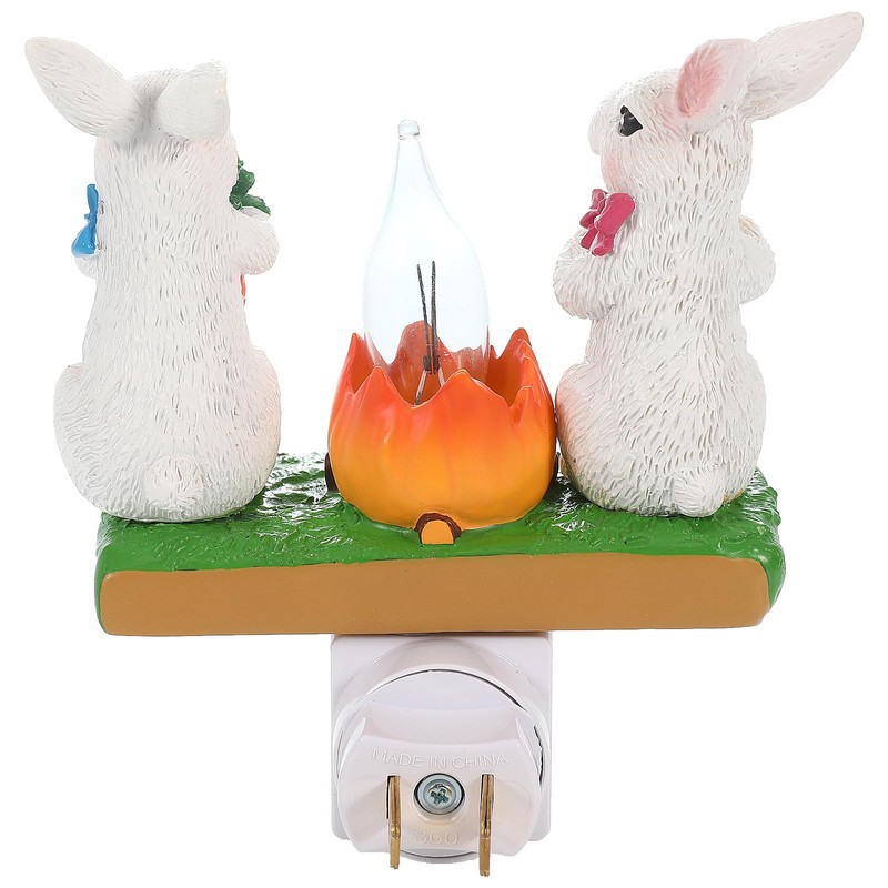 Ditip Bunny Campfire Flickering Nightlight, Rabbit Night Light Plug into