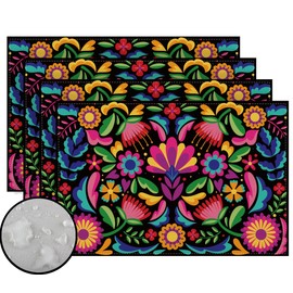 Cinco De Mayo - Juego de 4 manteles individuales Dia De Los Muertos, 5 de Mayo, decoraciones y suministros rústicos de fiesta mexicana para el hogar, mesa de cocina, 12 x 18 pulgadas