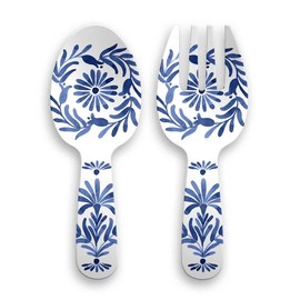Tarhong DN23987078 Azure Server Spoon & Fork, 10.2 inches (26 cm), Serving Serving, Break-Resistant, Plastic, Dishwasher Safe, Stylish, Cute, Lightweight, Cafe, Outdoor, Camping,
