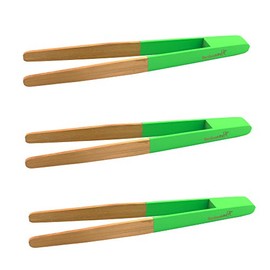 10" Reusable Bamboo"A" Toast Tongs - Green - 10 Pieces