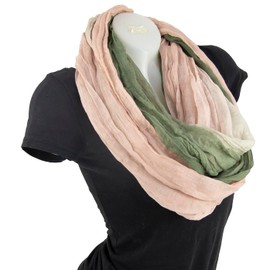 Gloop Women's Scarf Light Loop Scarf Tube Scarf with Colour Gradient Various Colours, Old Green-Light Pink Loop Scarf
