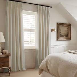 HPD Half Price Drapes Heritage Plush Velvet Curtains for Bedroom (1 Panel) 25 X 84 French Pleat Room Darkening Curtains for Living Room, Au Lait Creme