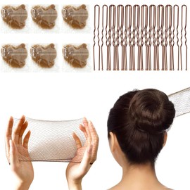 Hair Nets for Buns, Hair Bun maker 20 Pcs 50cm Individual Packaged Invisible Hair Nets and 40 Pcs U Shaped Hair Clip Set for Women Girls Ballet Dancer Flight Attendant Nurse