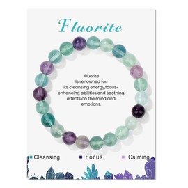 YOKIKA Fluorite Bracelets for Womens, Adjustable Fluorite Bracelet Crystal Bracelet Gemstone Bead Bracelet Healing Bracelets for Women Jewellery Mum Gifts Birthday Christmas