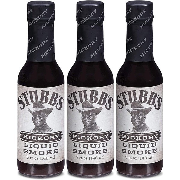 Stubbs Hickory Liquid Smoke - Gluten-Free, Non-GMO Flavour Seasoning - Suitable for Vegans and Vegetarians, 148ml (Pack of 3)