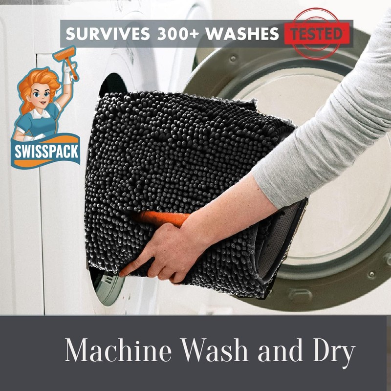 SWISSPACK 60X40/80x50 CMS Microfiber Bath Mat for Bathroom, Non-Slip Super