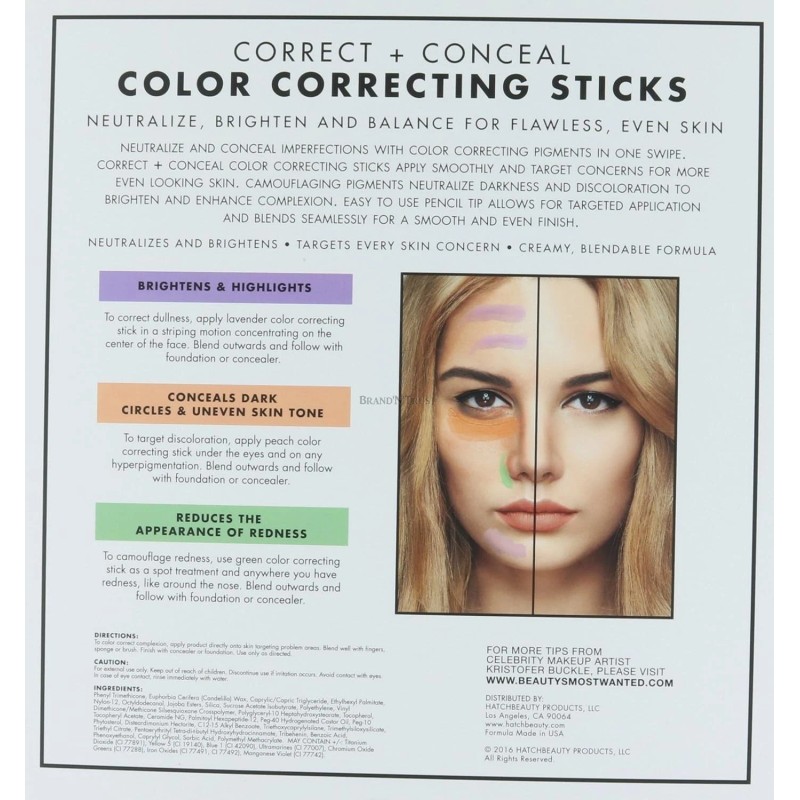 Kristofer Buckle Set 3 Color Correcting, Conceals Sticks, Make up