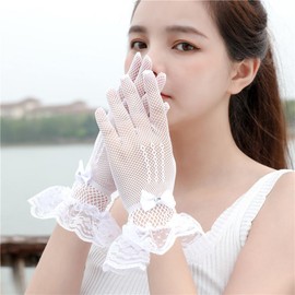 4 Pairs Women's Lace Gloves, Witte Elegant Tea Party Short Women's Gloves, Mesh Courtesy Gloves, Vintage Floral Bridal Gloves for Wedding, Dinner, Cocktail Costume, 1950's Parties, White