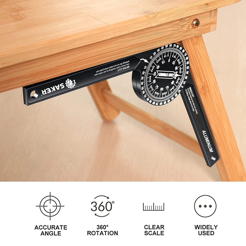 Saker Miter Saw Protractor|7-Inch Aluminum Protractor Angle Finder Featuring Precision