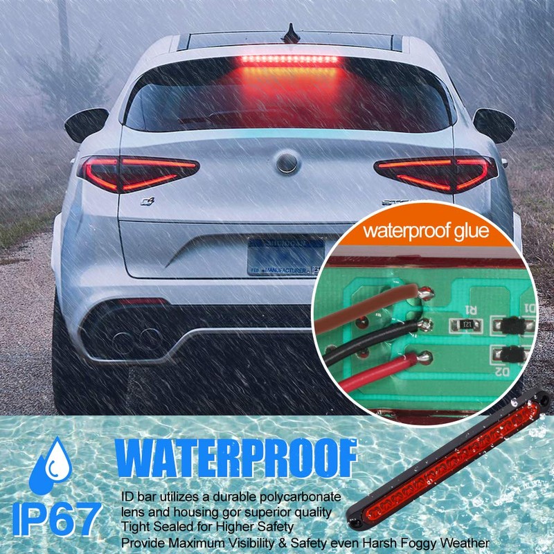 Biqing 1X 15LED Red Stop Brake Light,Universal 12V 24V Trailer