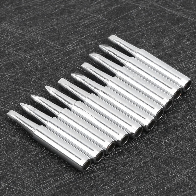 10Pcs Solder Iron Tip Brass Internal Heating Lead Free Soldering