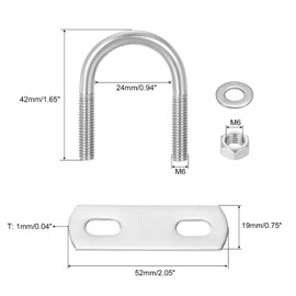 sourcing map Round U-Bolts, 8 Sets 24mm(0.94") Inner Width 42mm Length M6 304 Stainless Steel U Clamp Bolt with Nuts and Plates, for Boat Trailer