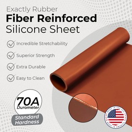 Exactly Rubber - Fiber Reinforced Silicone Sheet, 70A Durometer Silicone Mat, 500°F Temperature-Resistant Rubber Sheet, 1300 PSI Tensile Strength Rubber Mat, Made in The USA, Red, 1/32 x 18” x 36”