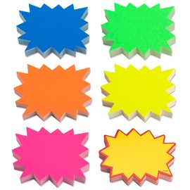 RSXING 300 Pcs Starburst Signs Fluorescent Price Signs, Blank Star Shape Signs Price Eye-catching, Retail Store Price Label Garage Sale Supplies Tags for Party Favors