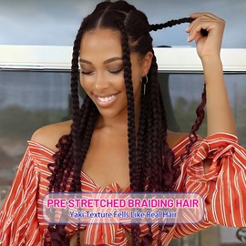 8 Pack Spiral Bump Braiding Hair Pre Stretched - 26" 90G/Pack Premium Pre Stretched Braiding Hair Extensions, Professional Itch Free Hot Water Setting Perm Spiral Bump Texture (1B/Bug)