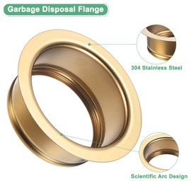 M METERXITY 1-Pack Garbage Disposal Sink Flange, Kitchen Sink Replacement Accessories, Garbage Disposal Parts, Universal Flange Fit for 3-1/2 Inch Standard Sink Drain Hole [Gold]