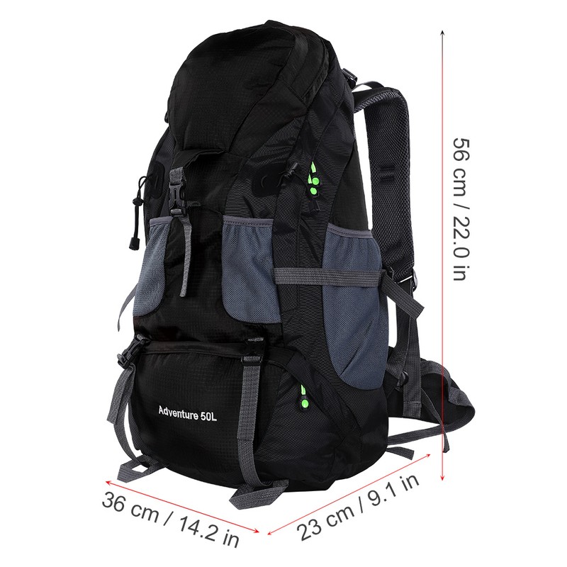 50L Waterproof Bag Camping Climbing Outdoor Travel Hiking Backpack Black
