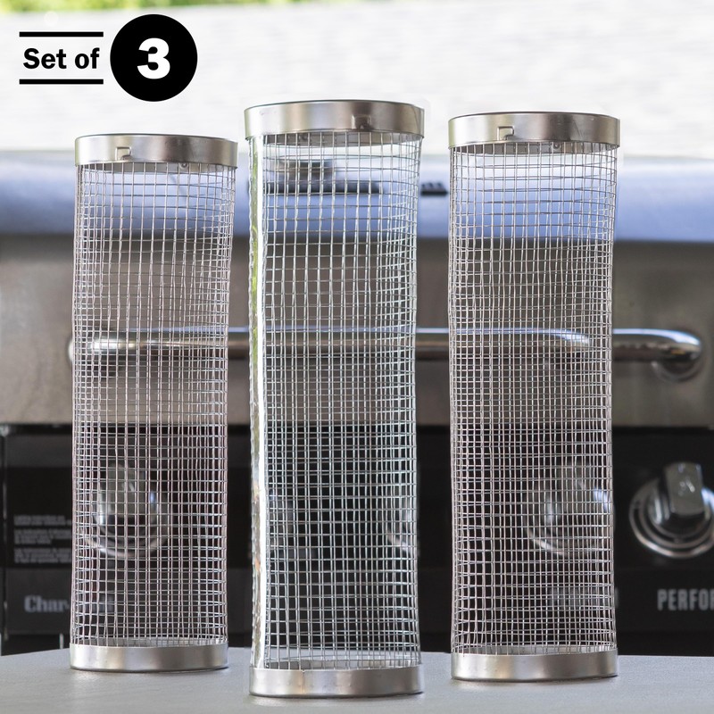 Home-Complete Grill Baskets for Outdoor Grill - Set of 3
