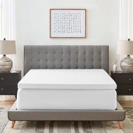 Bodipedic Essentials 3 Inch Memory Foam Mattress Topper, Gel Infused Mattress Topper, Cooling Circular-Knit Cover Included, CertiPUR-US Certified Foam, White