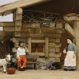 FADEDA Cat with Dog/Height: 4 cm/Hand-Painted/Detailed Nativity Scene Figures - Christmas Table Decoration Nativity Accessories