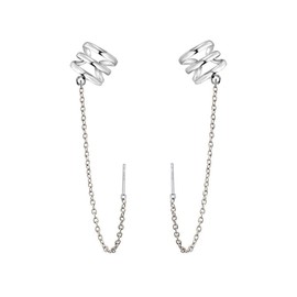 SLUYNZ 925 Sterling Silver Ear Cuff Earrings Chain for Women Crawler Earrings Wrap Helix Climber Earrings (A-Silver)