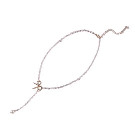 Necklace for Women Dainty Long Necklaces Trendy Bow pearl tassel pendant necklace Beaded Chain Necklaces (Golden, One Size)
