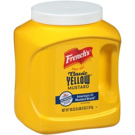 French's Classic Yellow Mustard, 105 oz (Pack of 4) - Four 105 Ounce Bulk Containers of Tangy and Creamy Yellow Mustard Perfect for Professional Use or for Refillable Containers at Home