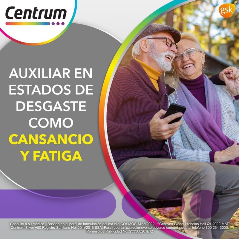 Centrum Silver +50 Multivitaminico, Con Vitamina B, Vitamina C, 60