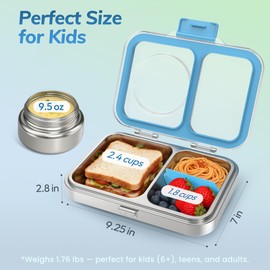 HOMEKOL Stainless Steel Bento Lunch Box + 9.5oz Insulated Food Jar, Blue