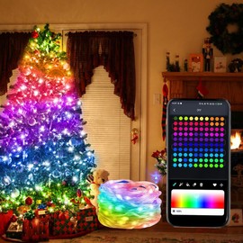 Luces LED Inteligentes, RGBIC Luces para Cuarto Programable con App Hello Fairy y Control Remoto, Regulables Sincronizadas con Música, Guirnalda de Luces para Exterior, Navidad (20M 200LED)