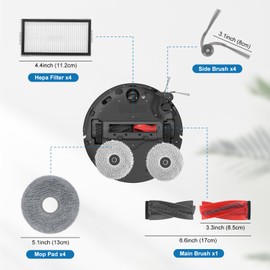 DingGreat Compatible Cleaning Accessories for Roborock Saros 10R, Anti-Hair Wrap Main Brush + 4 x Side Brushes, Mop, HEPA Filter, Dust Bag, Sustainable Maintenance Set with Reusable Parts