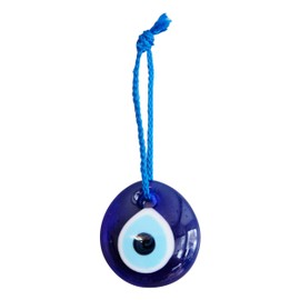 Demiwares Evil Eye Protection Charm with Elegant Rope Hanger, Glass Wall Hanging Home Decor for Good Luck and Blessings, Handmade Turkish Ornament (XX-Small 4cm)