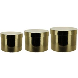 Round Sheen Lined Flower Hat Boxes Set of 3 Christmas Colours (Gold)